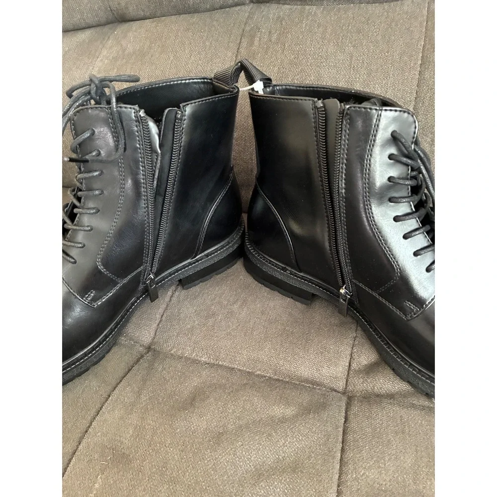Madden MBRONNIE Combat Boots Men 11M Black Lace Up Side Zip Lug Sole Dress Shoes